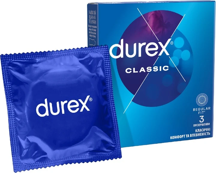 Презервативы латексные с силиконовой смазкой Classic Durex, 3 шт/уп.