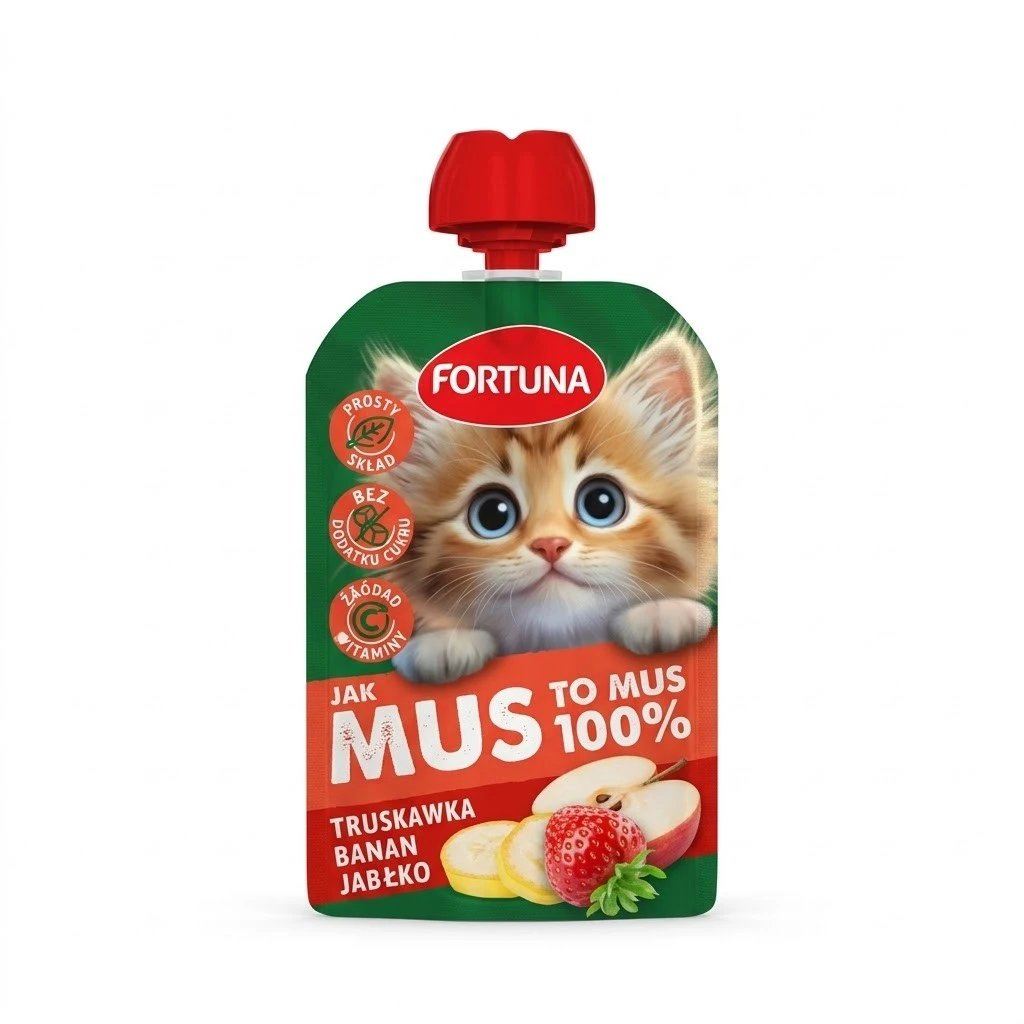 Мусс фруктовый натуральный 100% Клубника - Банан - Яблоко Fortuna, д/п 100 г