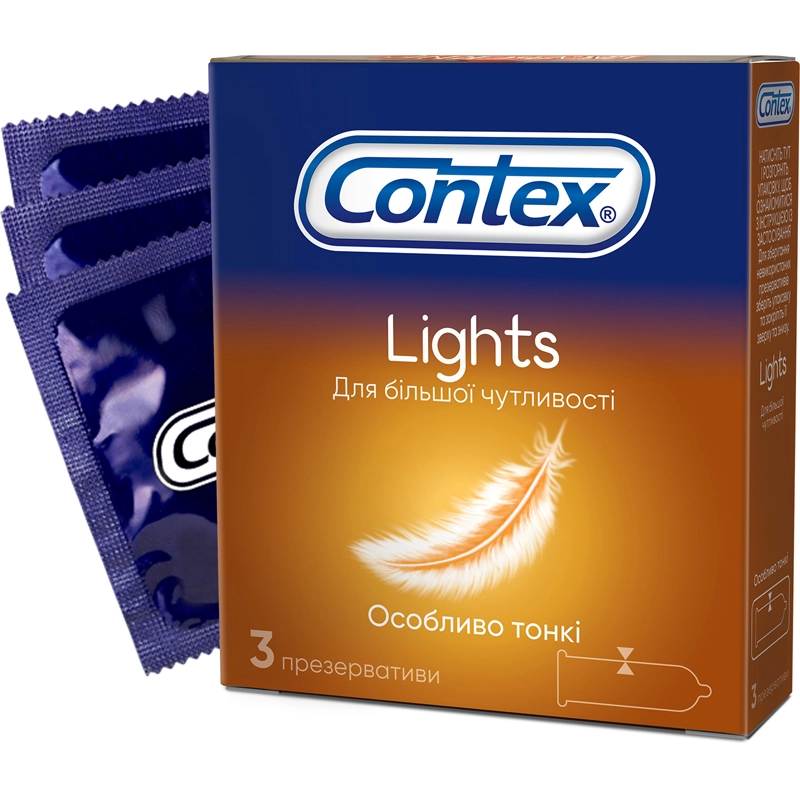 Презервативы латексные с силиконовой смазкой Lights Contex, 3 шт/уп.