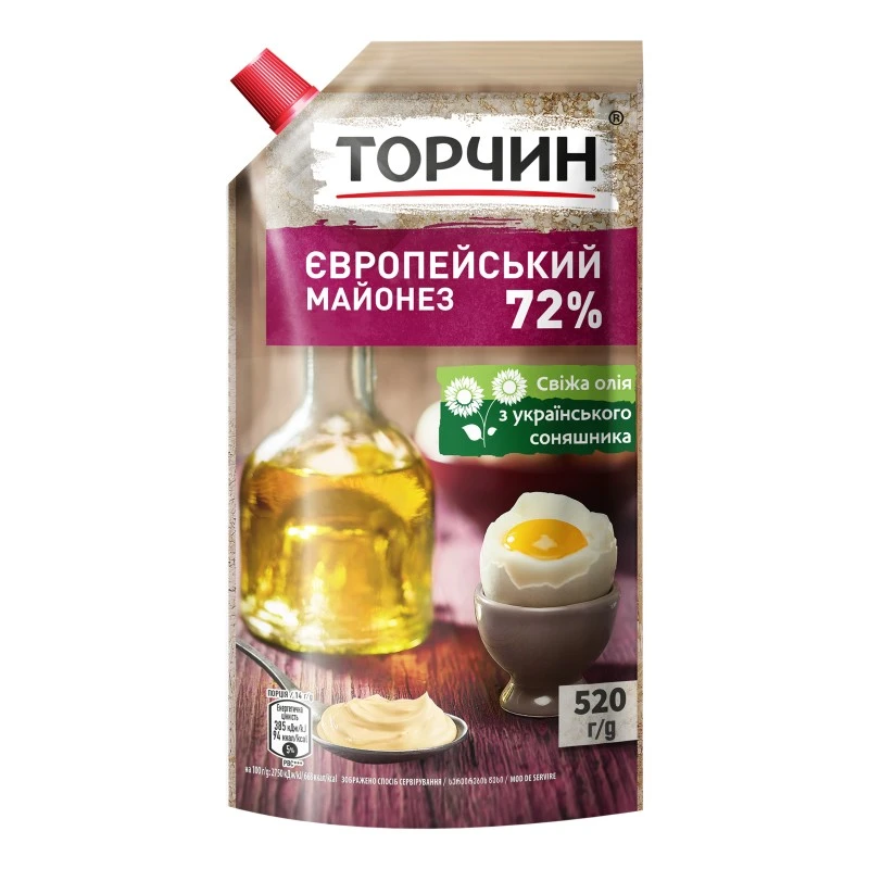 Майонез 72% Европейский Торчин, 520 г