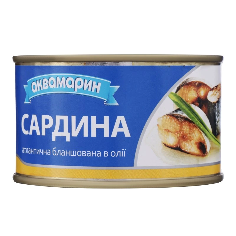 Сардина атлантическая бланшированная в масле Аквамарин, 230 г