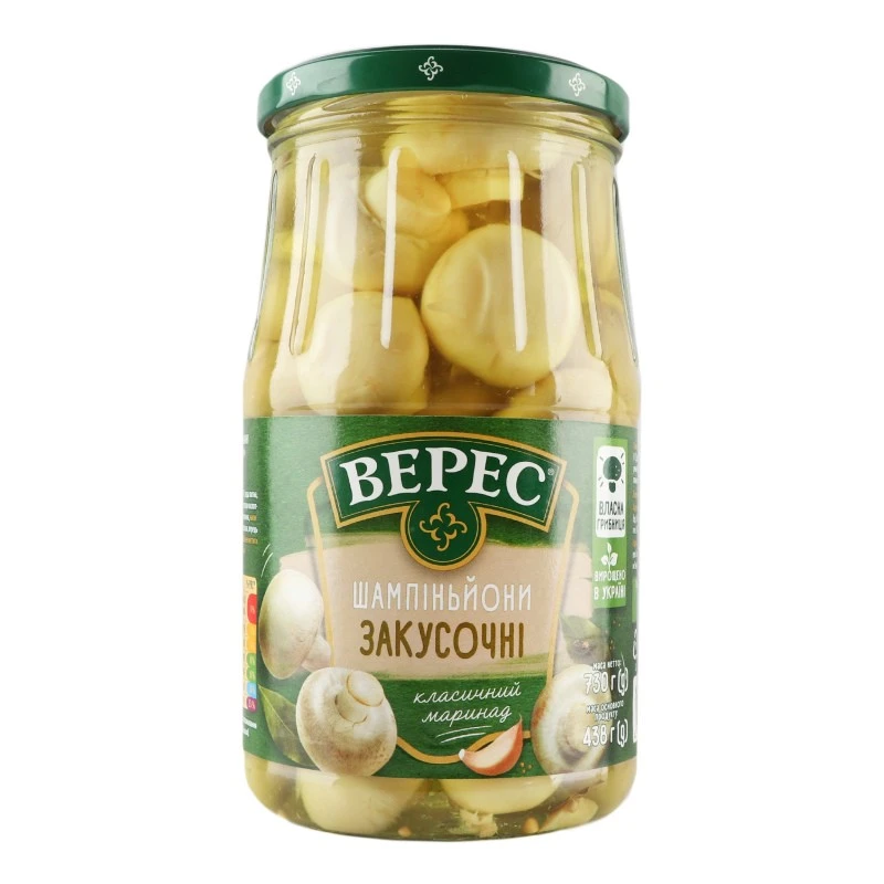 Консервированные шампиньоны Закусочные Верес, 730 г