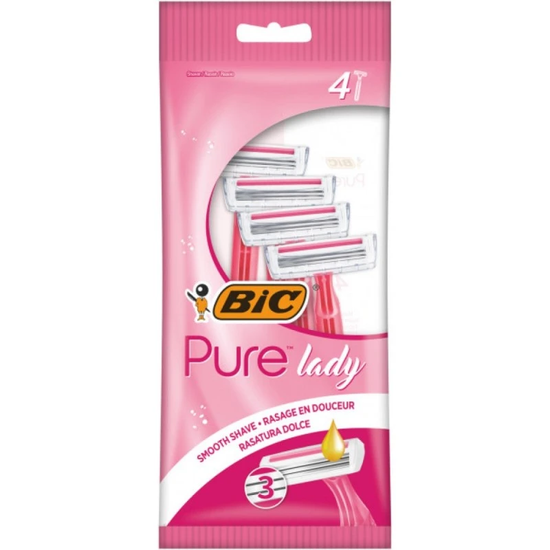 Станок для бритья Pure Lady Pink Bic, 4 шт/уп.
