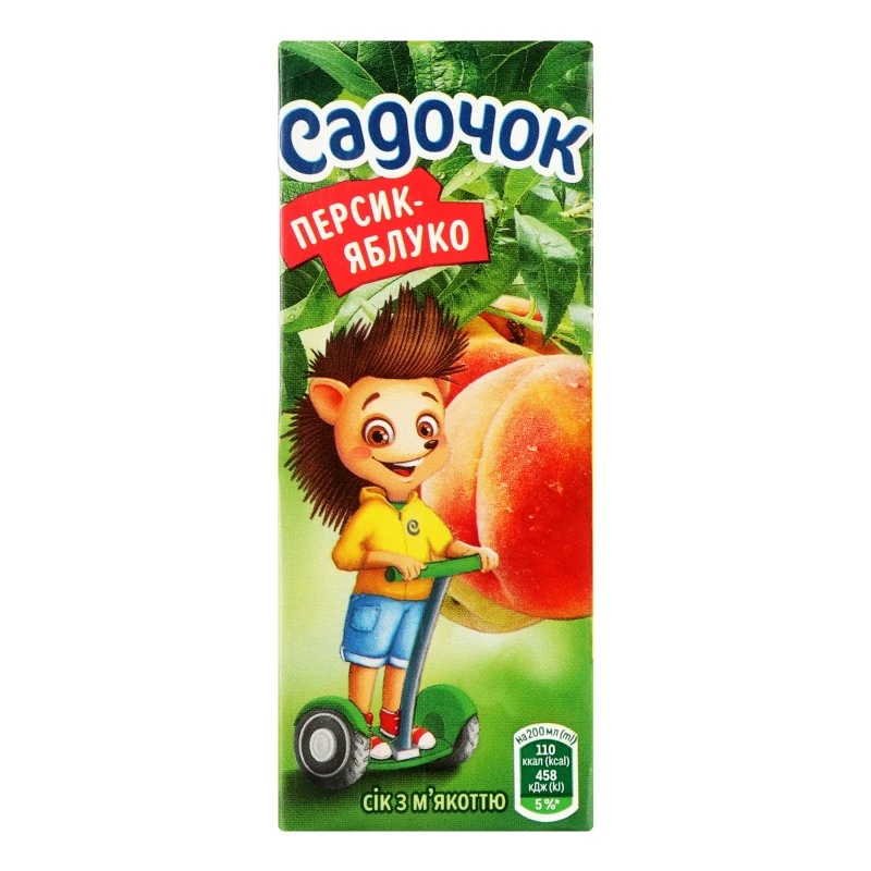 Сок Персик-Яблоко с мякотью Садочок, 0.2 л
