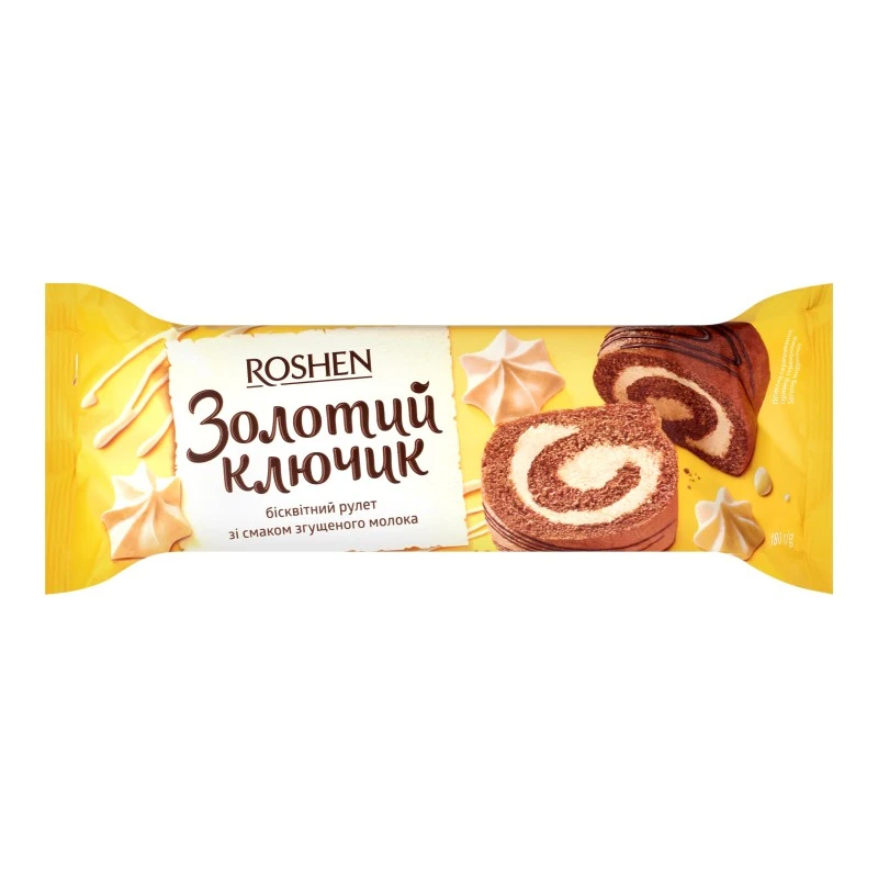 Рулет бисквитный со вкусом сгущенного молока Золотой ключик Roshen, 180 г