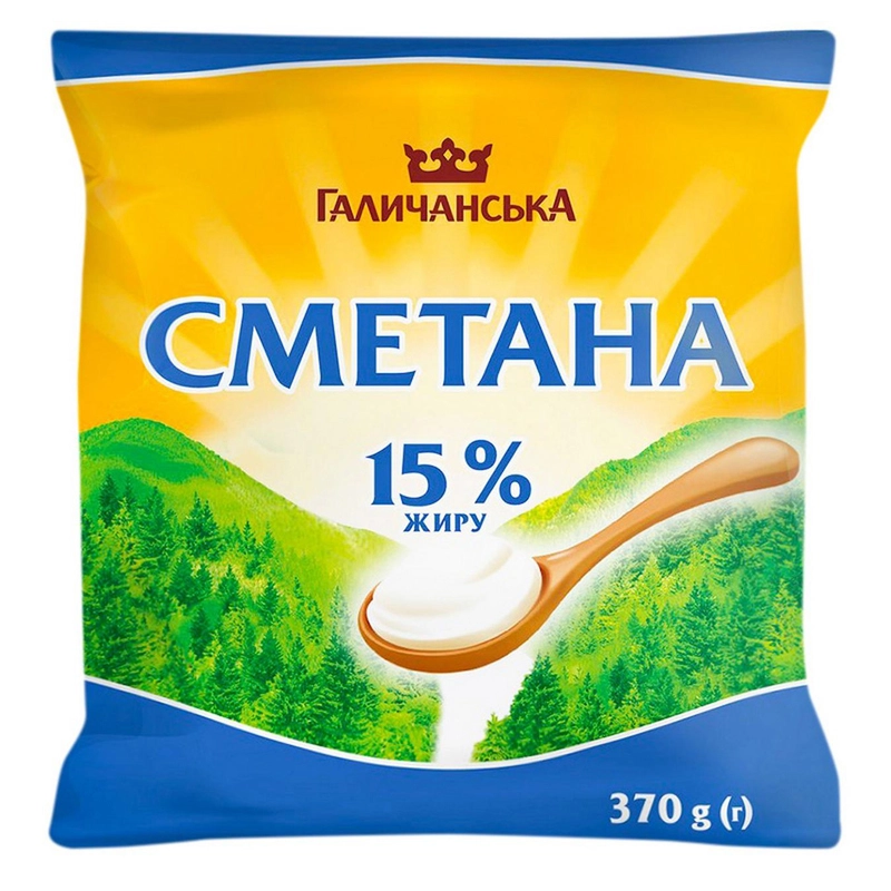 Cметана 15% Галичанська, 370 г