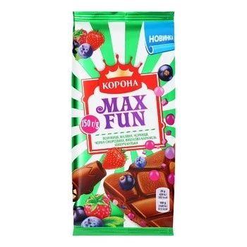 Шоколад молочный Максфан Фруктово-ягодный Корона, 150 г