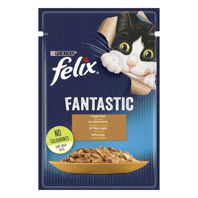 Корм для котов с индейкой в желе Fantastic Felix, 85 г