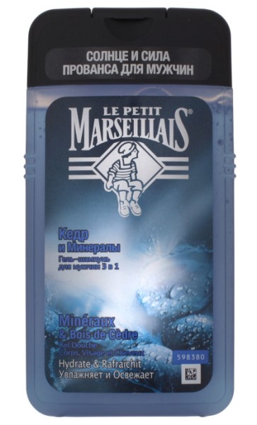 Гель для душа мужской аромат кедра и минералов Le Petit Marseillais, 250 мл