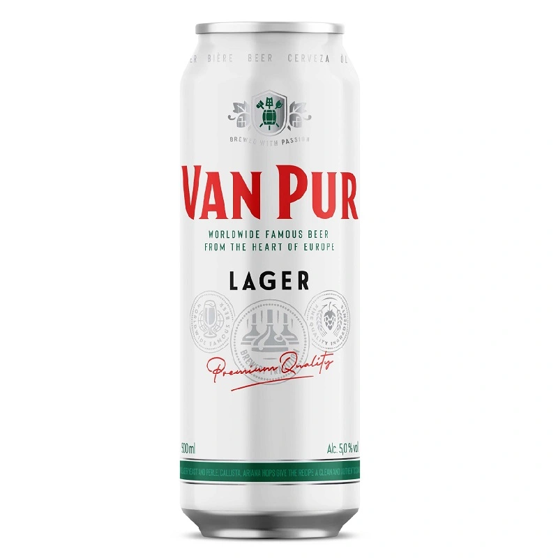 Пиво светлое Lager ж/б Van Pur, 0.5 л