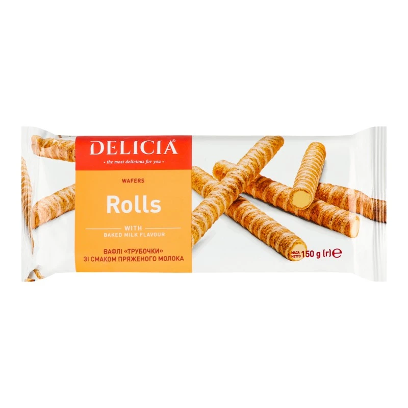 Вафельные трубочки со вкусом топленого молока Delicia, 150 г