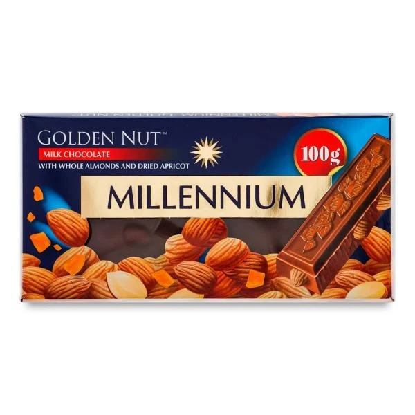 Шоколад молочный с миндалем и курагой Millennium, 100 г