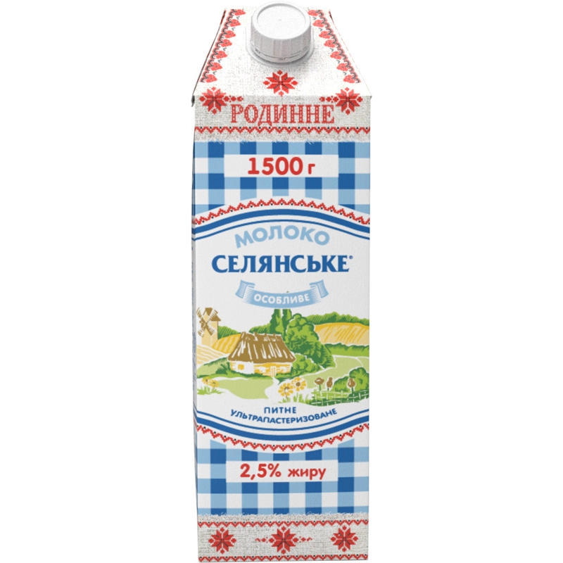 Молоко 2.5% ультрапастеризованное Особенное Семейное Селянське, 1.5 л
