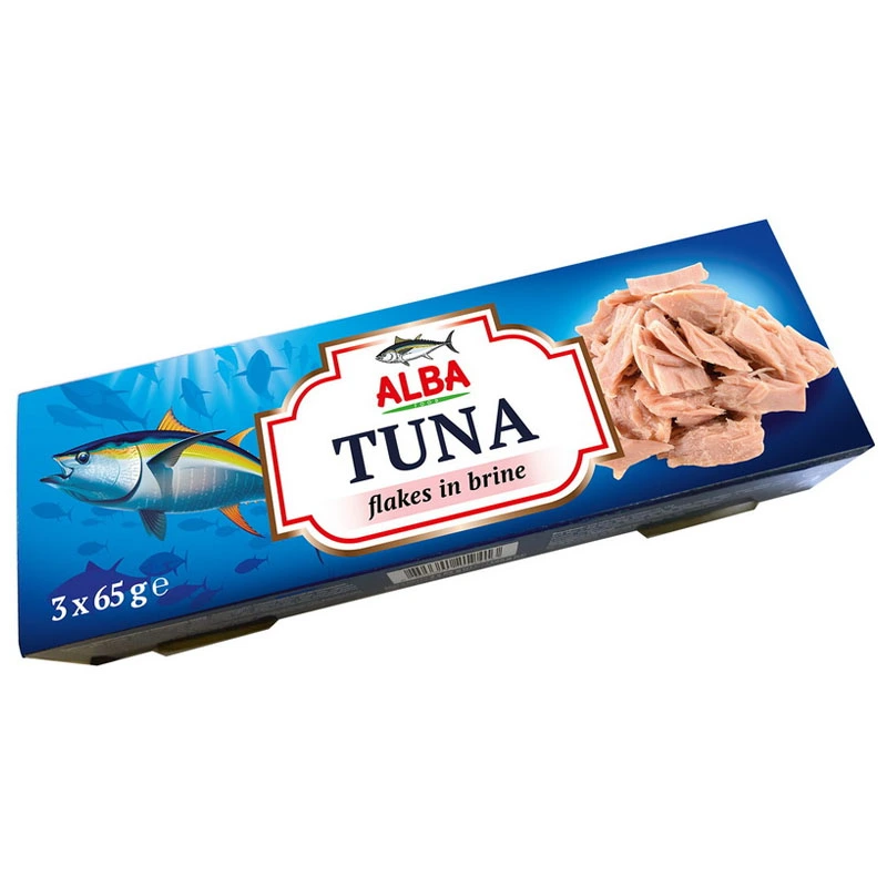 Консервированный тунец кусочками в собственном соку Alba Food, 65г*3шт