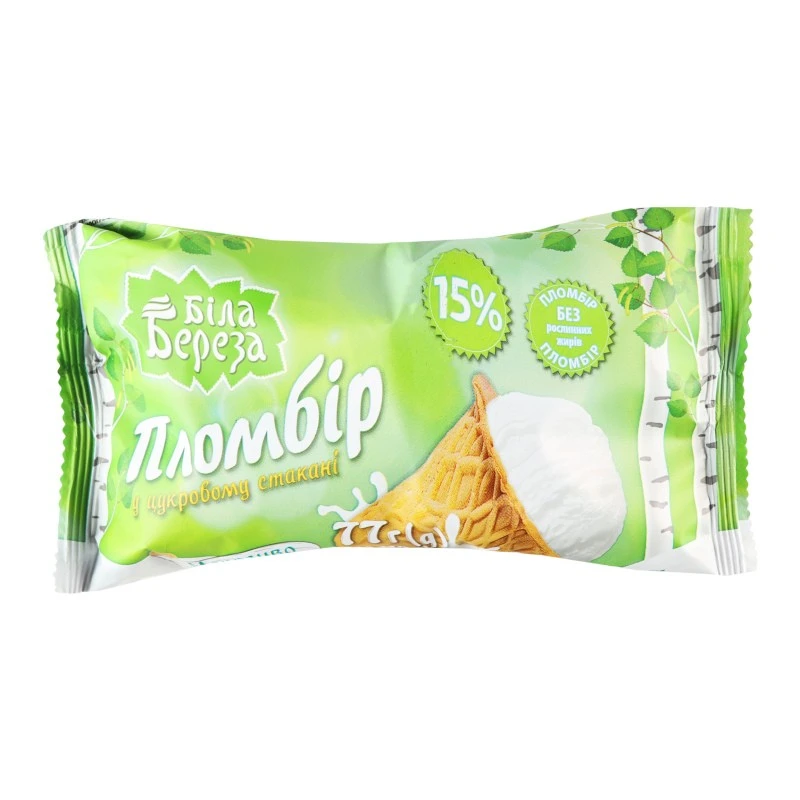 Мороженое пломбир в сахарном стакане Біла Береза, 77 г