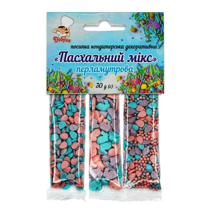 Посыпка кондитерская декоративная перламутровая Пасхальный микс Добрик, 30 г