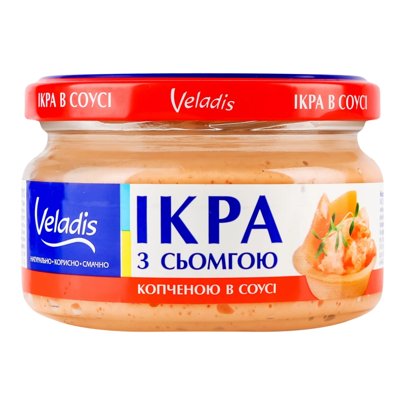 Икра атлантических рыб с семгой копченой в соусе Veladis, 160 г