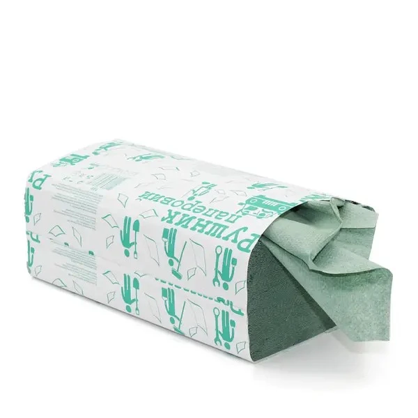 Полотенце бумажное зеленое V-сложение Альбатрос, 160 шт/уп.