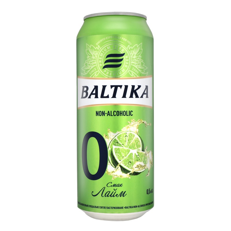 Пиво безалкогольное специальное со вкусом лайма Балтика 0, 0.5 л ж/б