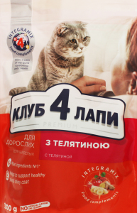 Корм для котов премиум желе с телятиной Клуб 4 Лапы, 300 г