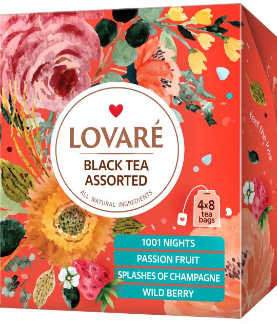 Чай черный пакетированный Ассорти Lovare, 1.5г*32 пак.