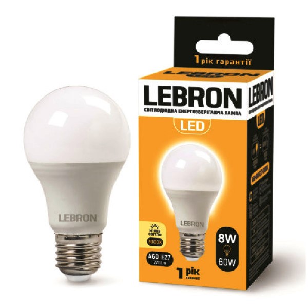 Светодиодные лампы Lebron A60 8W E27