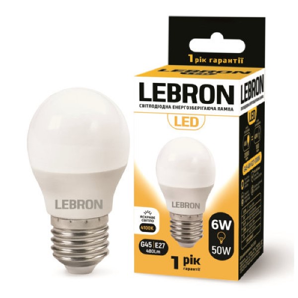 Светодиодные лампы Lebron G45 6W E27