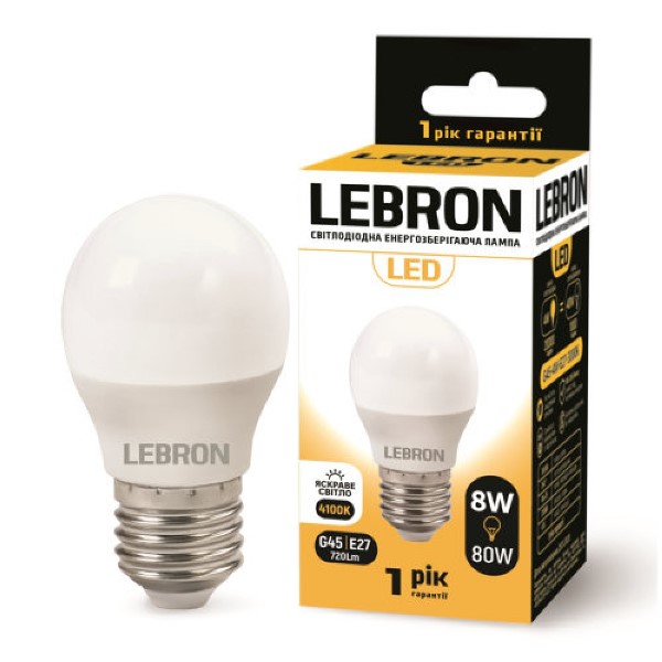 Светодиодные лампы Lebron G45 8W E27