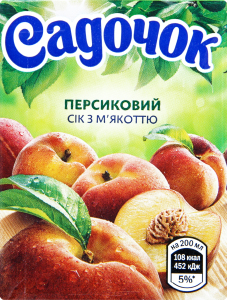 Сок персик Садочек, 0.2 л