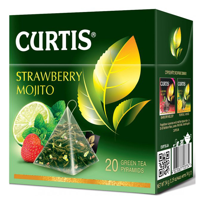 Чай зеленый пакетированный Strawberry mojito Curtis, 1.7г*20 пак.