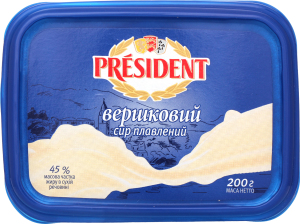 Сыр плавленый сливочный Президент, 200 г