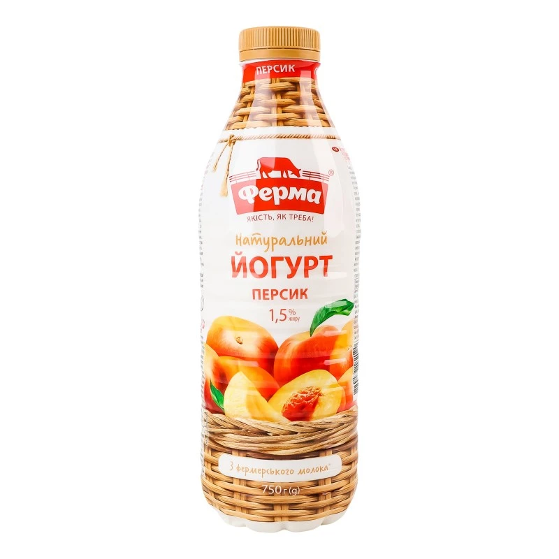 Йогурт 1.5% Персик Ферма, 750 г