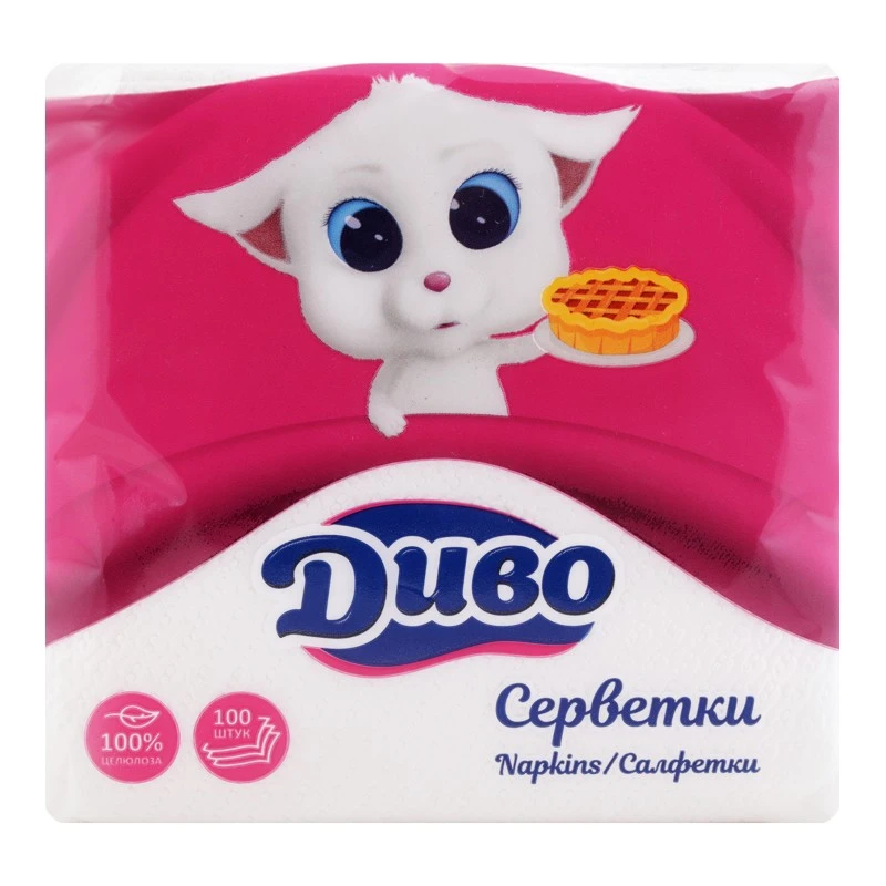 Бумажные салфетки 240*240 Диво, 100 шт/уп.