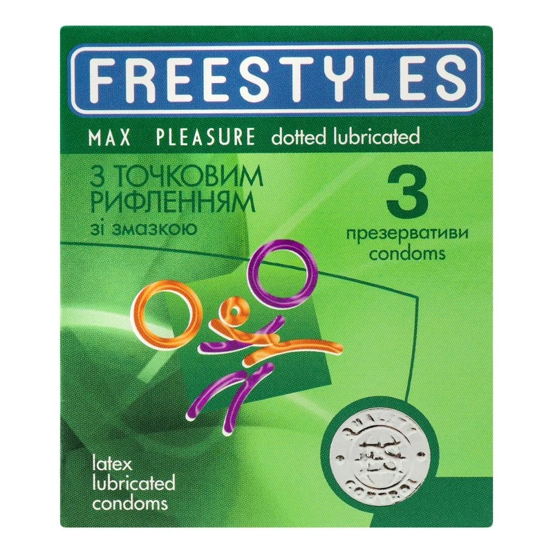 Презервативы с точечным рифлением Max Pleasure Freestyles, 3 шт/уп.