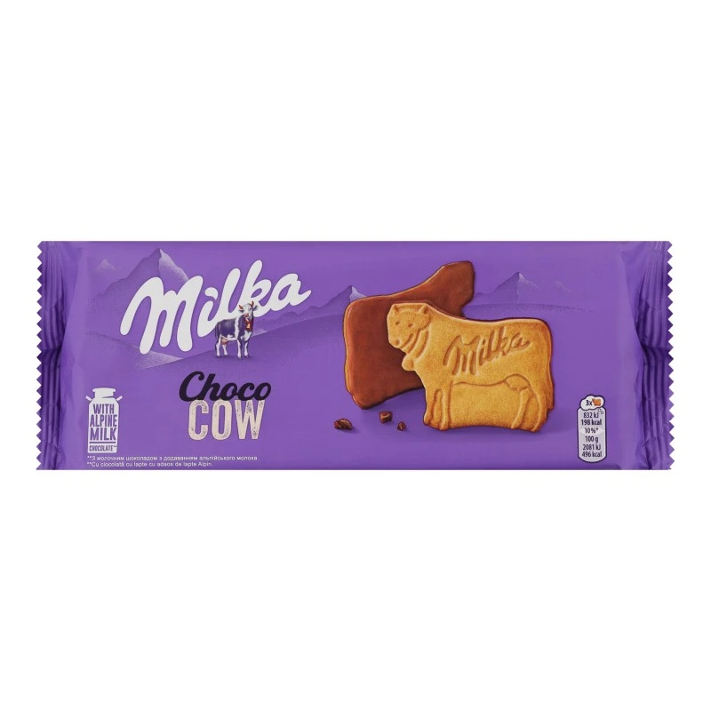 Печенье покрытое молочным шоколадом Choco cow Milka, 200 г