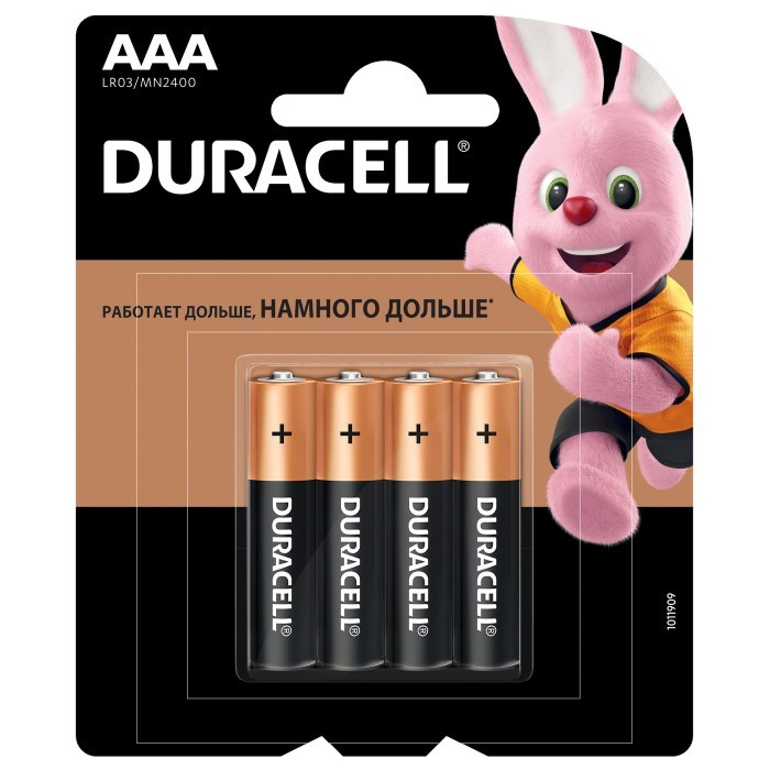 Батарейка ААА 1.5 V Duracell, 4 шт.