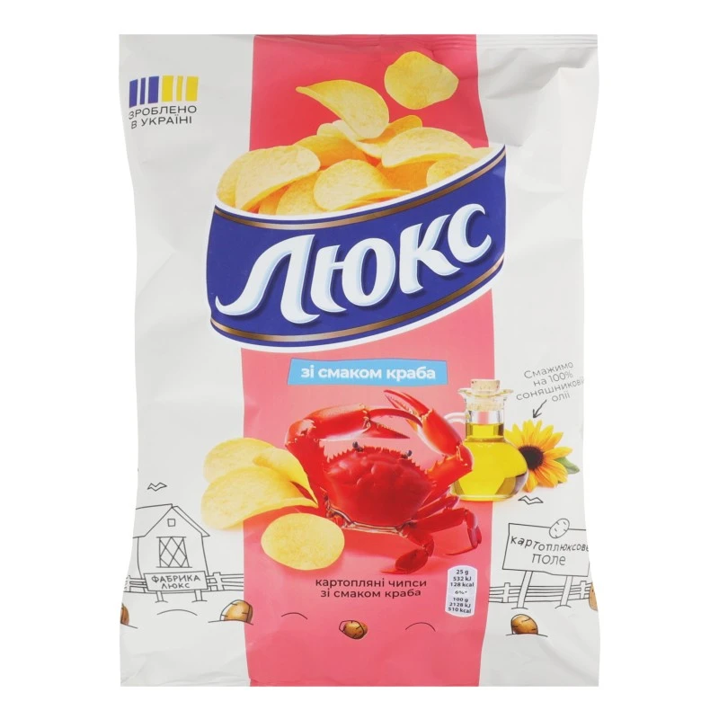 Чипсы картофельные со вкусом краба м/у Люкс, 125 г