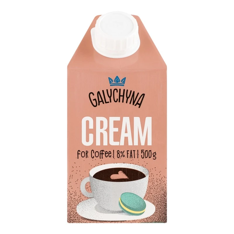 Сливки 8% ультрапастеризованные с ароматом ванили К кофе Галичина, 500 гP