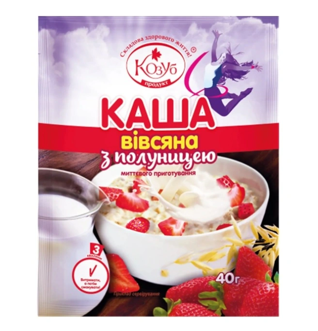 Каша овсяная с клубникой Козуб, 40 г