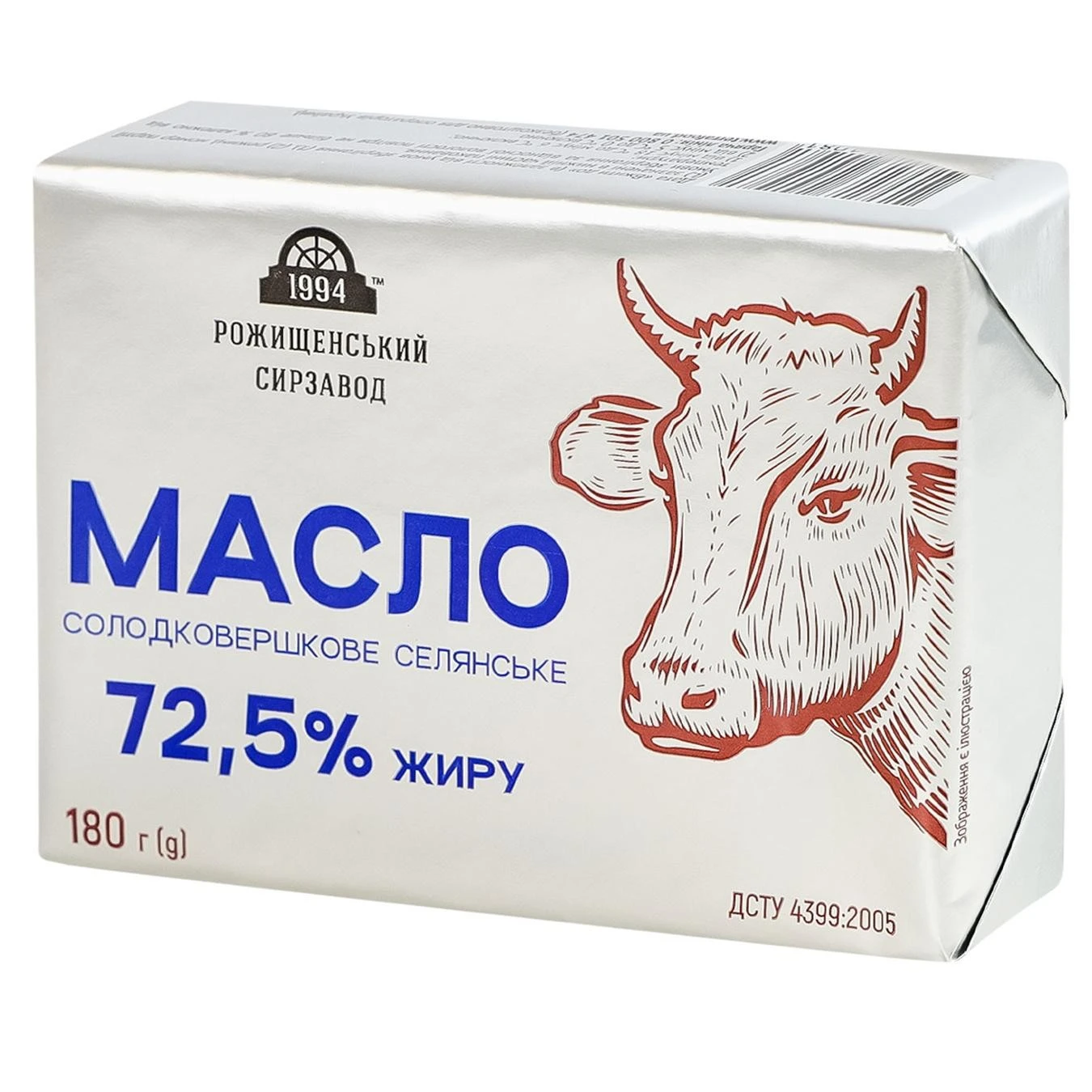Масло сладкосливочное 72.5% Крестьянское Рожищенський сирзавод м/у 180г
