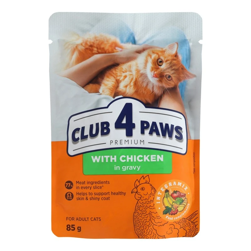Корм для котов С курятиной в соусе Premium Club 4 Paws, 85 г