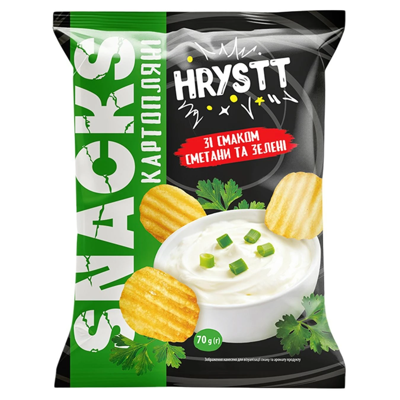 Снеки картофельные со вкусом сметаны и зелени Hrystt, 70 г