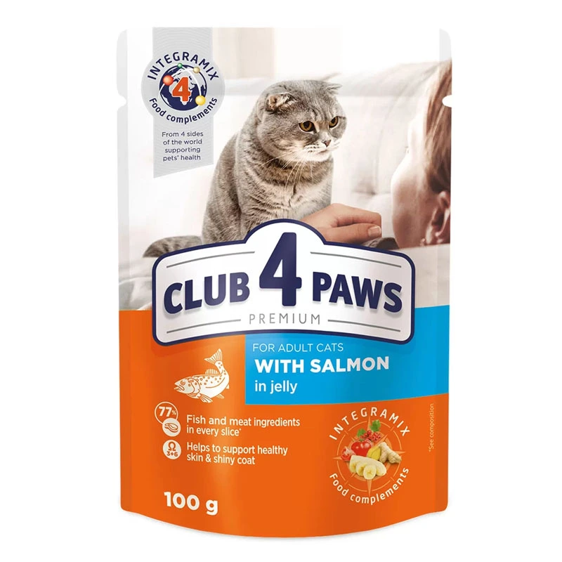 Корм для котов С лососем в желе Premium Club 4 Paws, 100 г