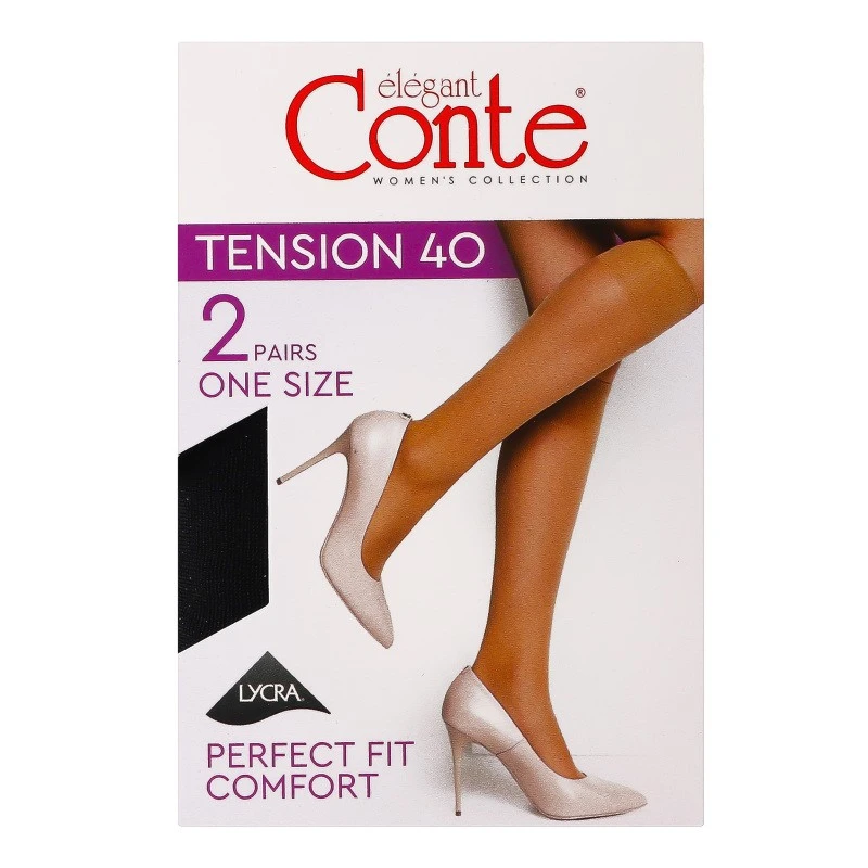 Гольфы женские Tension 40 (2 пары) (EU), р.23-25, Nero Conte Elegant