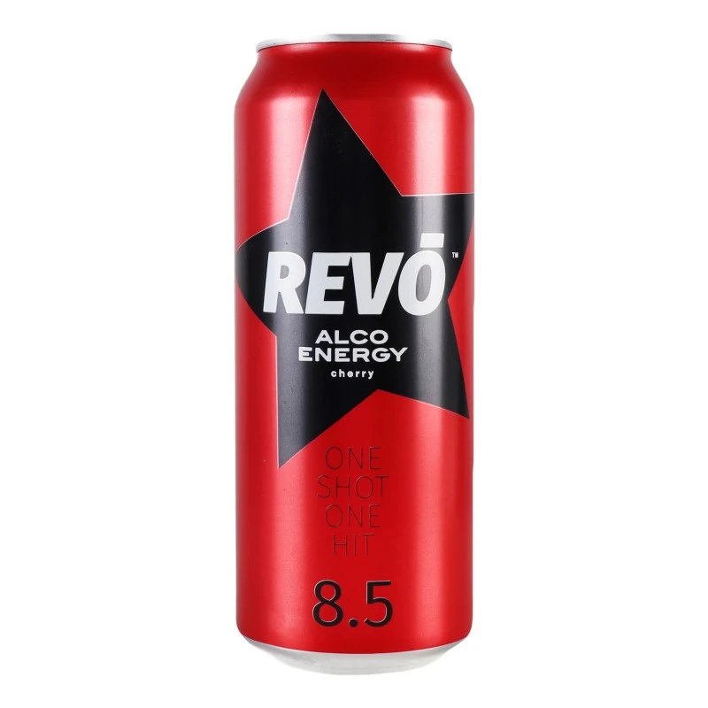 Напиток энергетический 8.5% слабоалкогольный сильногазированный Revo ж/б 500мл