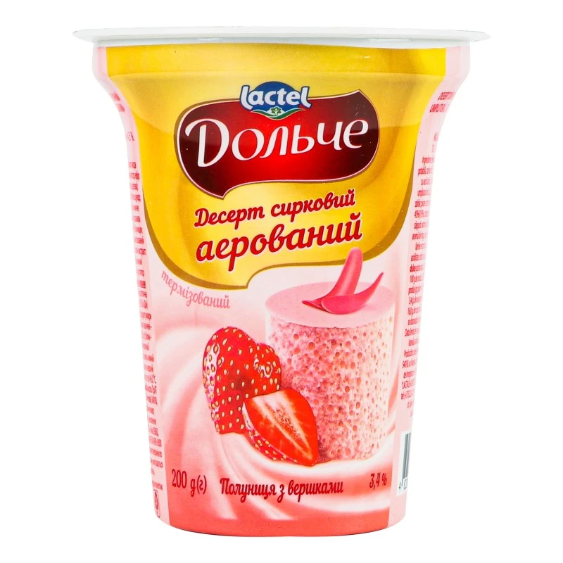 Десерт 3.4% Клубника со сливками Дольче, 200 г