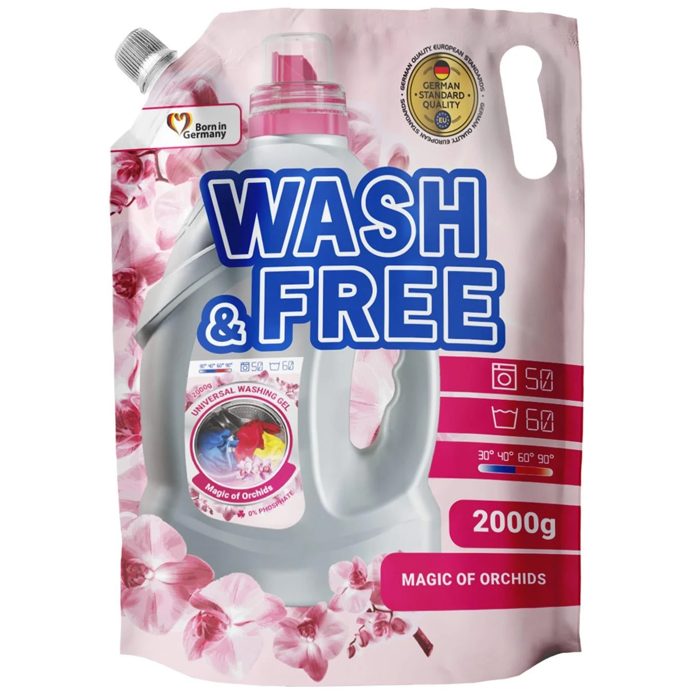 Гель для стирки универсальный Магия орхидей Wash&amp;Free, 2 л