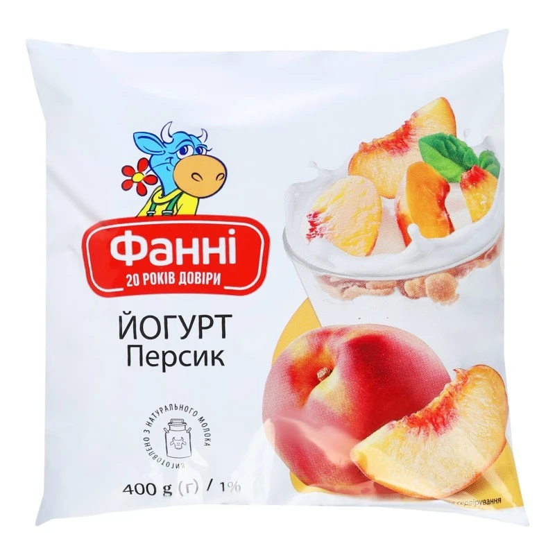 Йогурт 1% Персик Фанні, 400 г