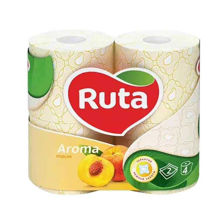 Туалетная бумага 2-х слойная Aroma Peach Ruta, 4 шт/уп.