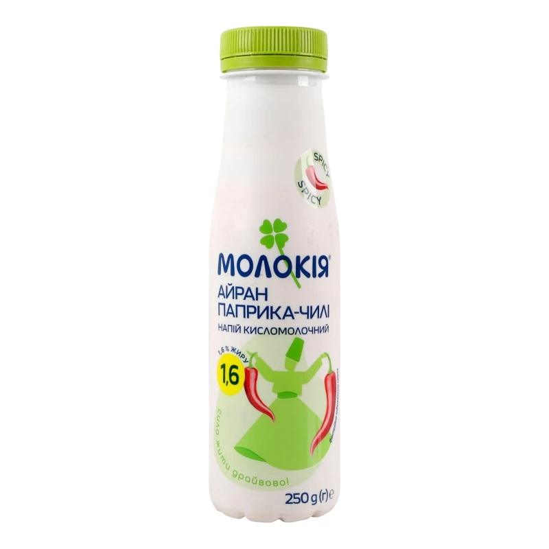 Айран 1.6% жирность Паприка-чилиМолокія, п/бут 250г